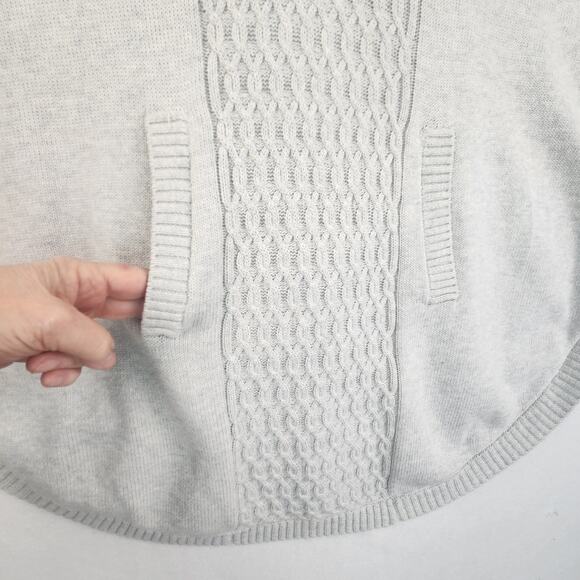 CAbi Cable Knit Poncho Sweater Women Small Gray Cowl Neck Pockets Style 5309 - Picture 7 of 15